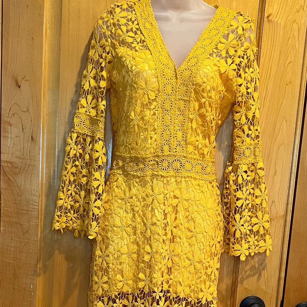 Boho long gold lace dress